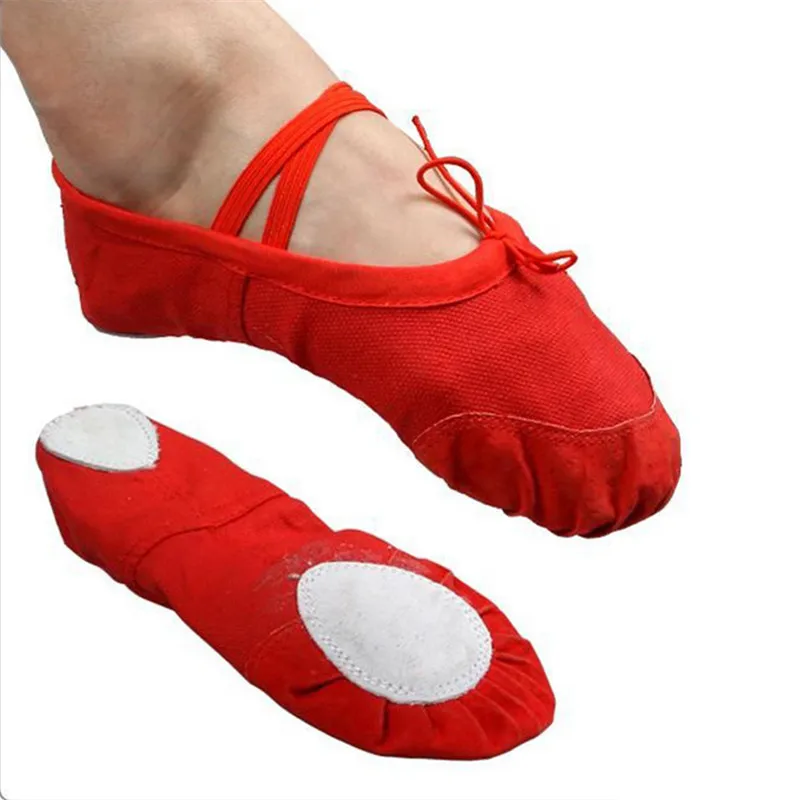 В Лидер продаж мягкая подошва для танцев балетки для детей взрослых Для женщин дышащий Холст Практика спортивная обувь для йоги 14,5 ~ 25,5 см