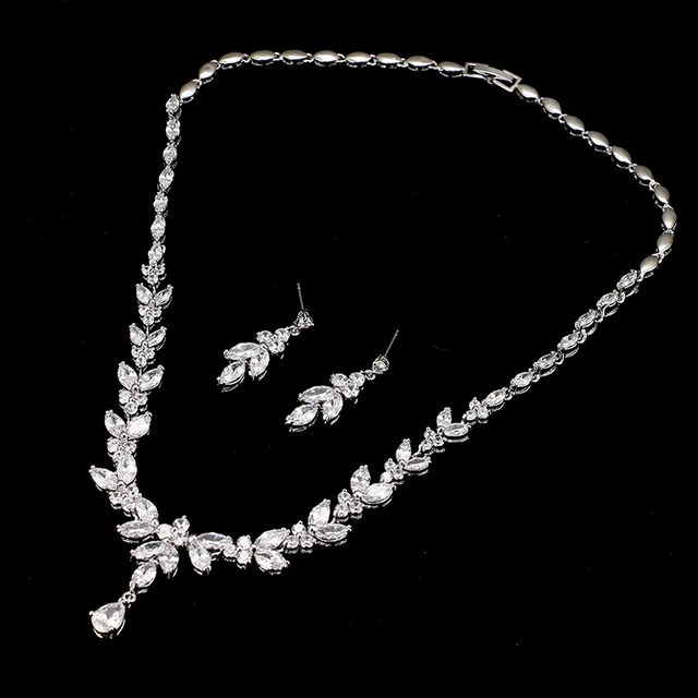 Emmaya Exquisite Jewelry Sets For Women Wedding Party Accessories Cubic Zircon Stud Earrings & Necklace Gift 3