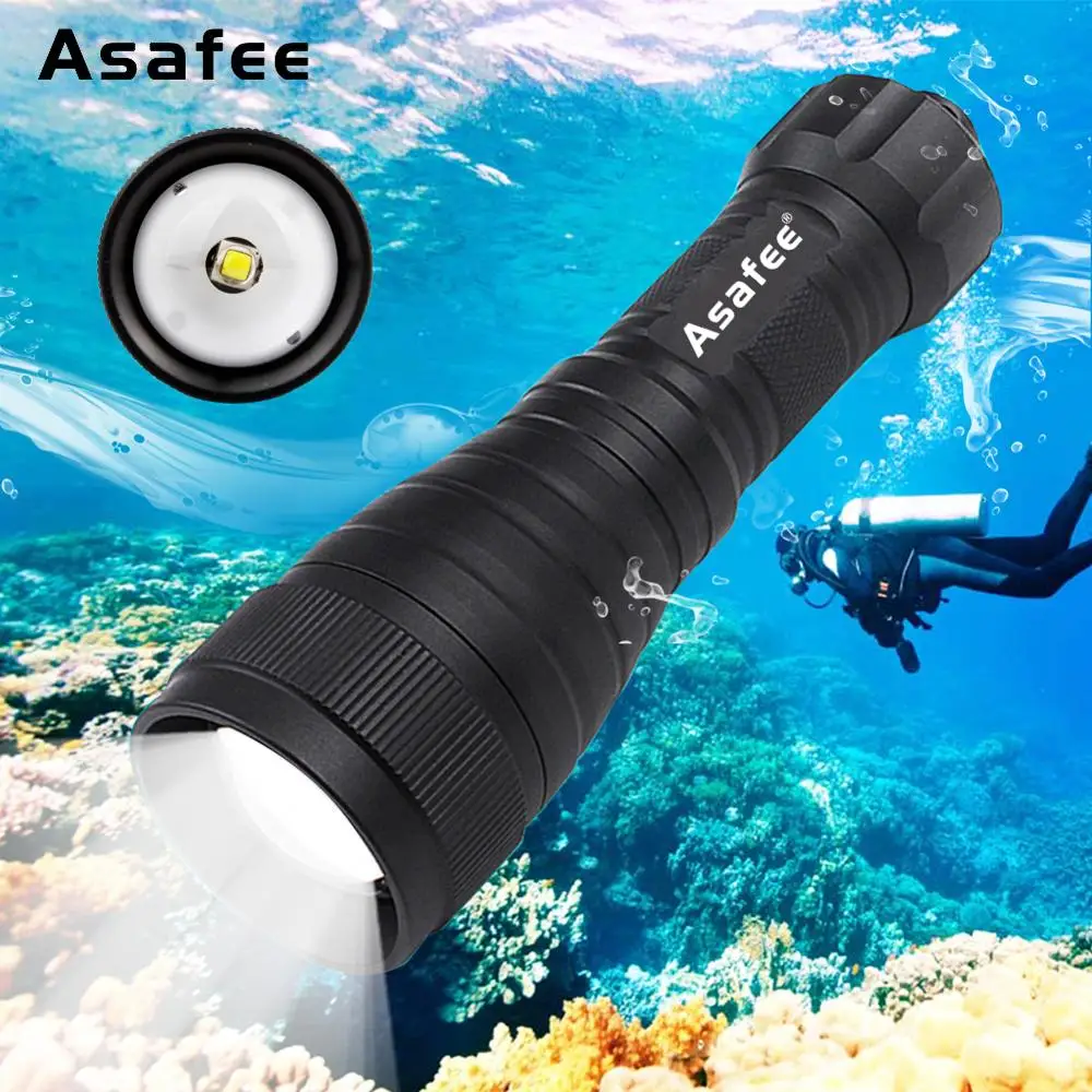 Asafee DIV05V Diving Torch Video 55 Degree Beam Angle Handheld Diving