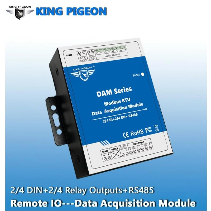 Modbus RTU Remote IO Module 4 Digital inputs 4 Digital Relay Output Repeater Extensible Modules for S27X MXX Seris DAM112