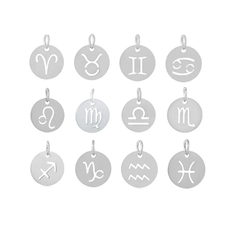 12pcs/lot Stainless Steel Twelve Zodiac Constellation Charms DIY Charms