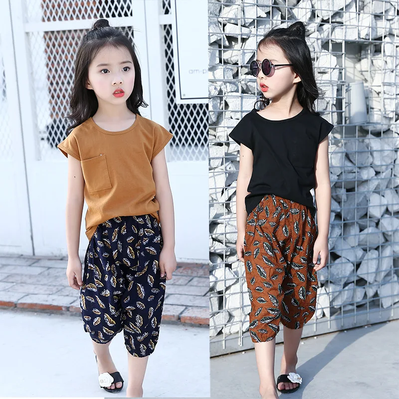 Buy printed teenage little girls clothing sets kids