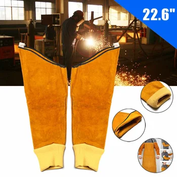 

22.6" Professional Cowhide Leather Welding Sleeve Cow Leather Protective Sleeves Welde r Anti Fir e