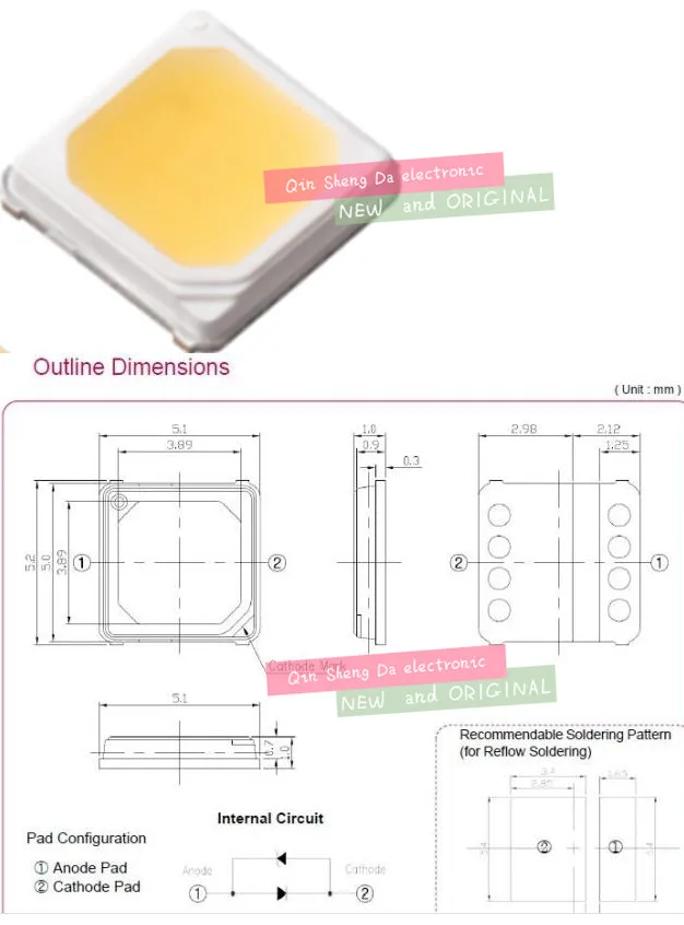 

1000pcs/lot LED SMD 3030 warm white 6V double dual chip with zener diode LG LEMWS36X80MZ3200 LED light