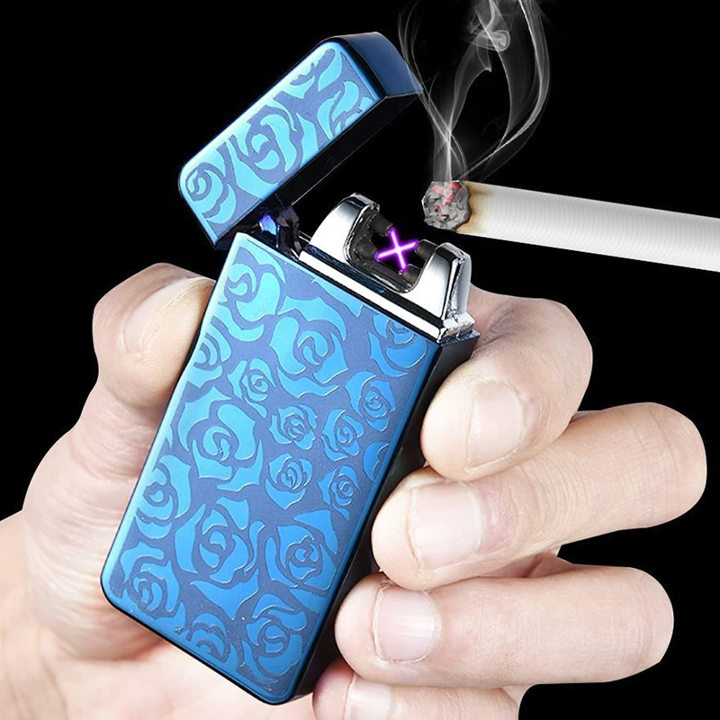 

2017 Electronic USB Dual Arc lighter Metal Flameless Rechargeable Windproof Electronic Lighters Cigarette Plasma lighter