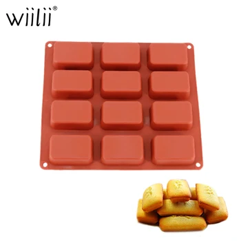 

12 Holes Rectangle 3D Silicone Molds For Cakes Chocolate Mold Mousse Dessert Puff Cookie Cake Mould Kitchen Baking Tools