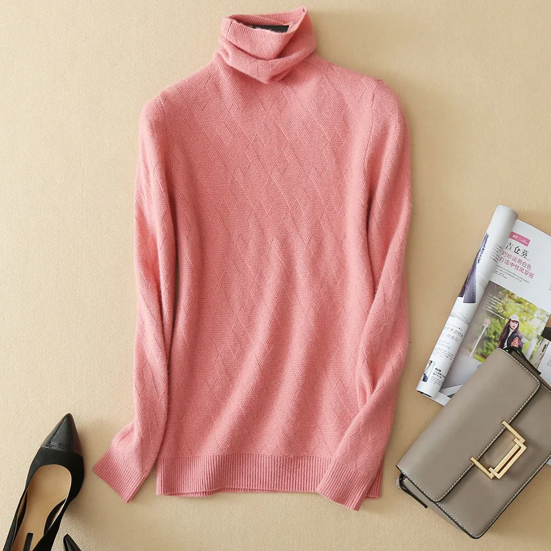 Autumn and winter high collar cashmere sweater 2018 new solid color quality loose large size sweater comfortable and soft