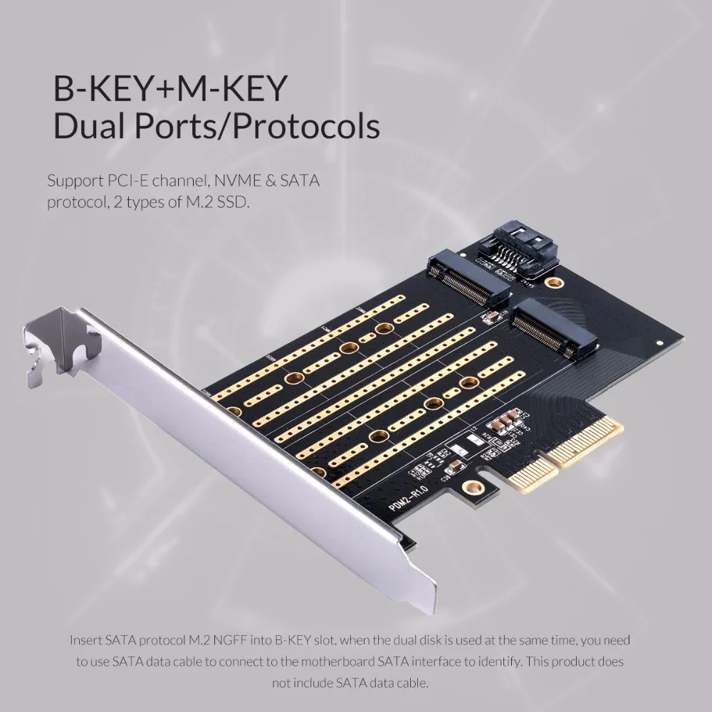 Плата расширения ORICO M.2 NVME PCI E 3 0 X4 два канала порта Поддержка протоколов и SATA 4 ТБ