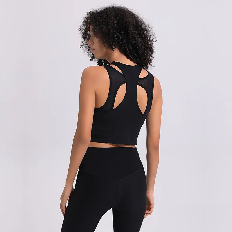 Comprar Envío Gratis NWT Yoga entrenamiento gimnasio Tank Tops mujeres Racerback Tank ahuecado hacia fuera deportes Camisa sin mangas suelta Atlético Tops
