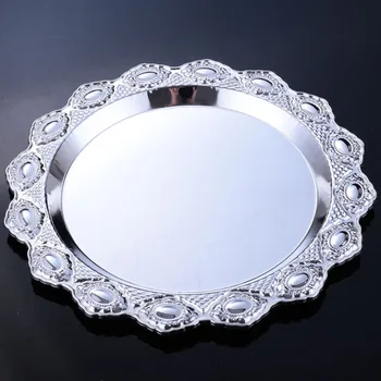 

7014 metal plate silver plated snack tray senior cake pan dried fruit display rack wedding supplies home decoration elegant