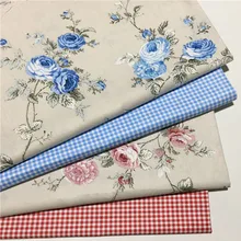 Изящный синий и красный Цветущий пион с цветочным принтом, хлопок, ткань 50x160 см, цветочная ткань, лоскутное шитье, декор постельных принадлежностей
