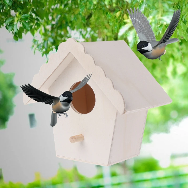 

Bird Nest Natural Wood House Creative Parrot Wall Mounted Hanging Birdhouse Garden Decor Birds Supplies