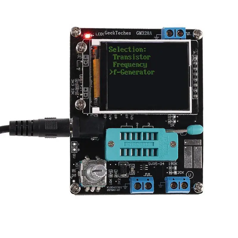 

GM328 Mega328 Transistor Tester LCR Diode Capacitance ESR Meter PWM Square Wave Frequency Signal Generator