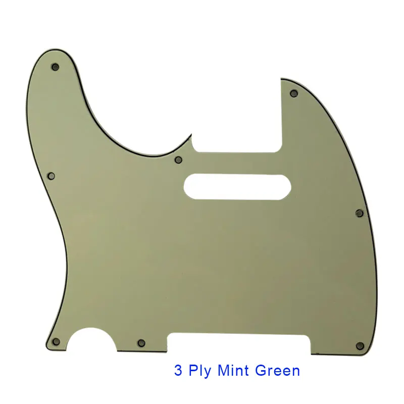 Pleroo Гитары аксессуары для левой руки Pickguards для американский Стандартный Tele гитара Telecaster 8 Винт гитара отверстия защитная пластина - Цвет: 3 ply Mint green