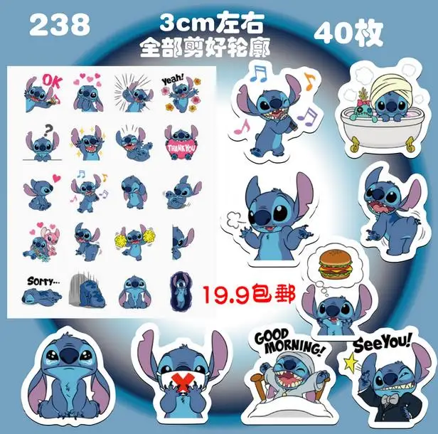 

Free shipping 40pcs/1set Lilo & Stitch kawaii Stationery Scrapbooking Stickers 3D Noctilucent sticker note Decoration label