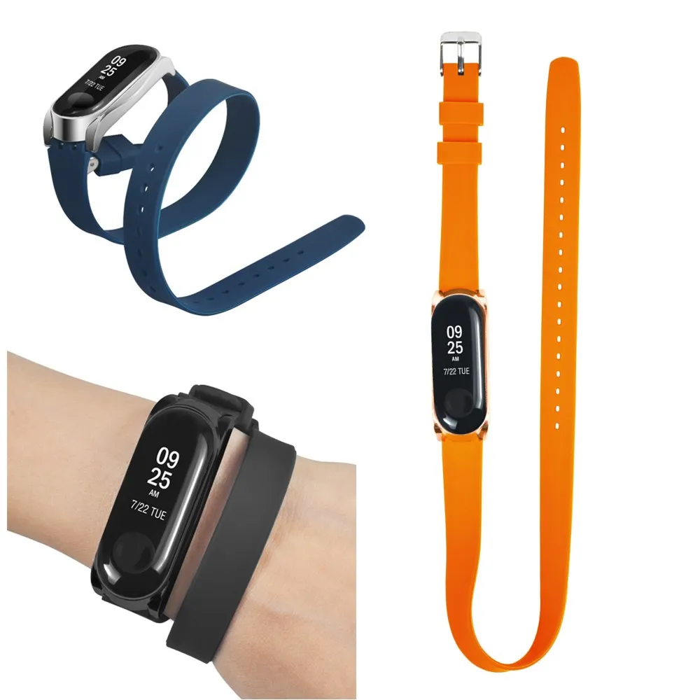 

Fashion 2 Laps TPE Long Wristband Replacement Wrist Strap For Xiaomi Mi Band 3 Bracelet Accessories for Xiomi miband 3 Correa