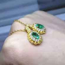 Натуральный зеленый изумруд камень кулон S925 Серебряный натуральный драгоценный камень кулон Цепочки и ожерелья Модные Диана элегантный круглый носок женские вечерние ювелирные изделия