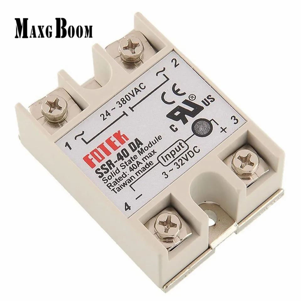 

MaxgBoom Industrial Solid State Relay SSR 40A with Protective Flag SSR-40DA 40A DC control AC