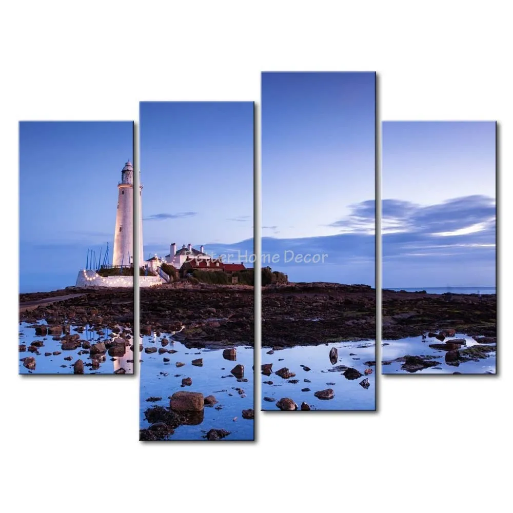 Lighthouse Wall Art 3 piece wall art painting st. mary's lighthouse many stones on Lighthouse Wall Art 3 piece wall art painting st. mary's lighthouse many stones on