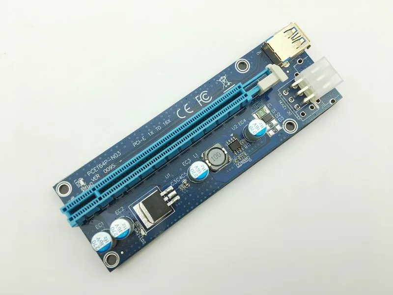 Riser VER009S LED Golden USB 3.0 PCI E PCIE Express 1x до 16x карта SATA 6Pin для майнинга