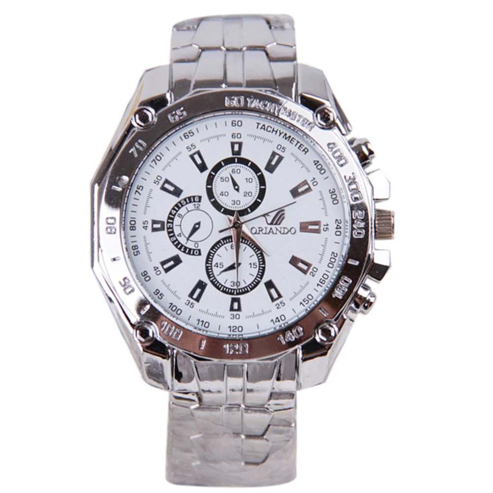 

Luxury Mens Dress WATCH Multi Time Waterproof alloy Analog Quartz White
