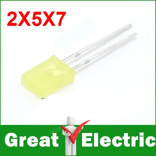 100PC/Lot 2*5*7 Square Yellow light-emitting LED Free Shipping SKU37027 | Электронные компоненты и принадлежности