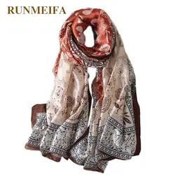 RUNMEIFA Новая мода Моделирование Шелковый платок для женщин Ретро печати шарф женский классический écharpe Vrouw Sjaals леди шарф 90x180 см