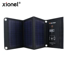 Xionel 16W Foldable Solar Powered Charger With Monocrystalline silicon Solar Panels Dual USB Ports for iPhone Samsung Cellphones