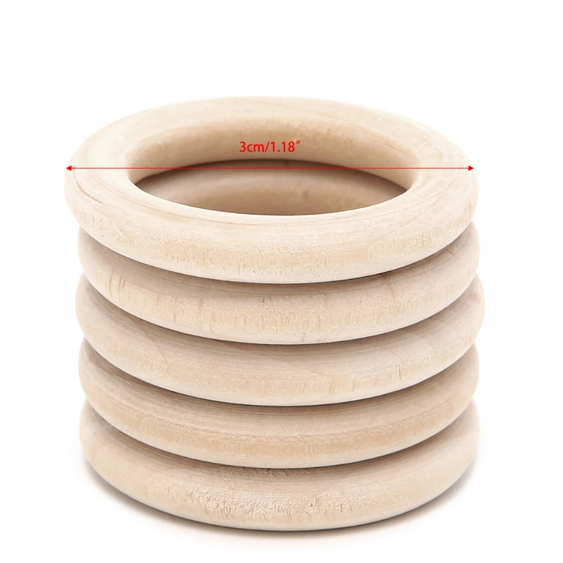 

5Pcs Natural Wood Circle Ring Pendant Connectors Beads DIY Jewelry Findings 30mm