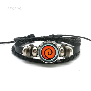 Sharingan Eye Bracelet Anime Naruto Braided Leather Bracelet Naruto Sasuke Uchiha Clan Rinnegan Taichi Kakashi Cosplay Jewelry 14