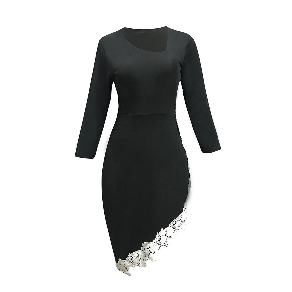 Страусиная Женская трендовая летняя облегающая юбка-карандаш эластичное высококачественное носимое асимметричное платье с кружевной панелью облегающее шикарное платье