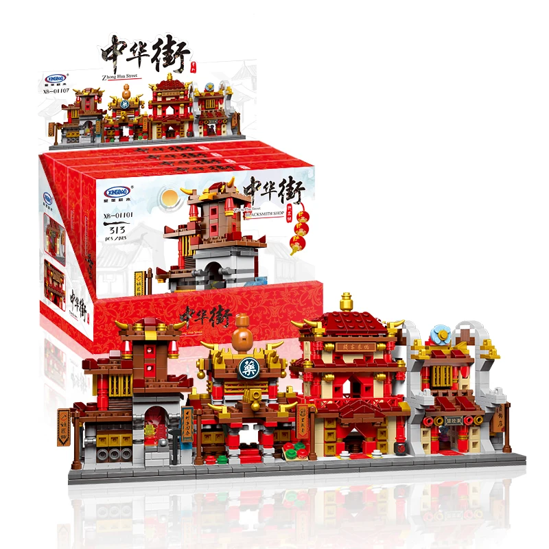 

XingBao 01101 Building Blocks Zhonghua Stree China Inn/Jewelry Shop/Blacksmith Shop/Pharmacy Building Bricks Blocks 1394PCS