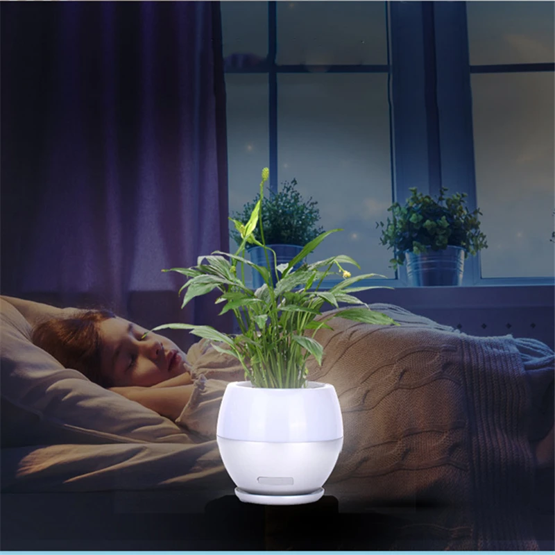 

Home Office LED Flowerpot Speaker Night Light Smart Bluetooth Touch Sensor Stereo Sound Plant Pot Creative Lamp Home Office Dec