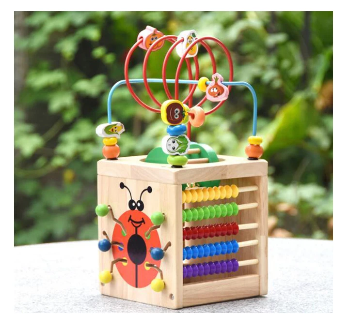 Многоцелевой центр обучения детей деревянный куб американские горки для ребенка математические счеты часы игрушка Дошкольное образование