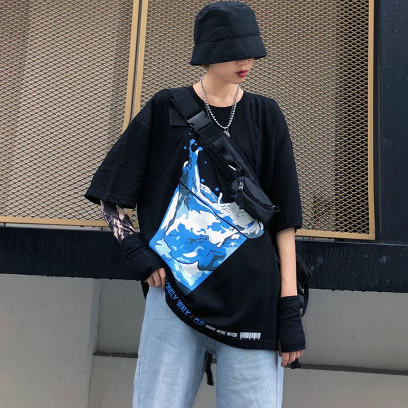 

New Summer T-shirt Women 2019 Ins Harajuku Cartoon Cup T-shirt Loose Round Neck Casual Cotton Short Sleeve T-shirt Female Tops