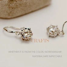 Зацепленные 6 щипцы серьги падение 4CT NSCD красивый бриллиант Висячие серьги для женщин Свадебные Стерлинговое серебро ювелирные изделия 18 к позолоченные