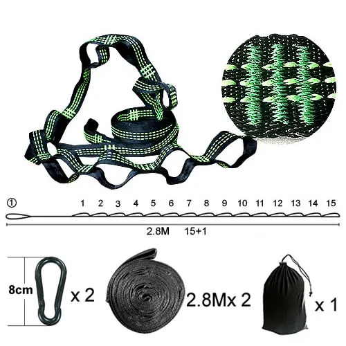 Высокое качество гамак подвесной ремень гамак ремень дерево веревка нагрузка 2000 кг 280*2,5 см Висячие ремни - Цвет: Green Three K