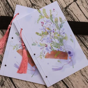 

Coloffice 1PC Chinese Style Notebook Retro Journal Kraft Paper LineTraditional Manual Threading Classic Blank Tassel NotePad