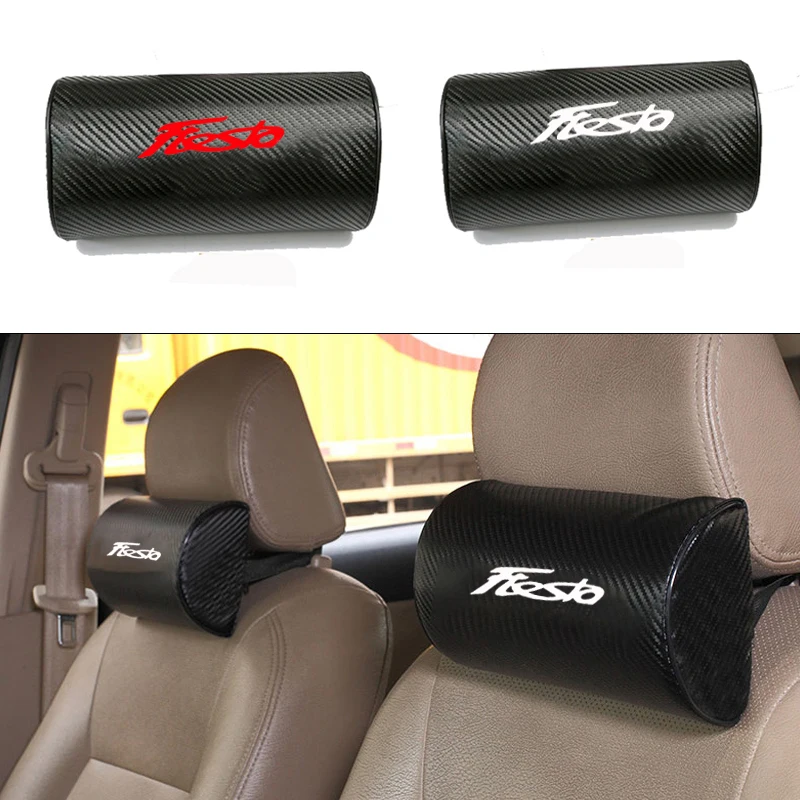 

Carbon Fiber Texture PU leather Auto Car Seat Head Neck Rest Cushion Neck Support Safety Pillow Headrest Pad for Ford Fiesta