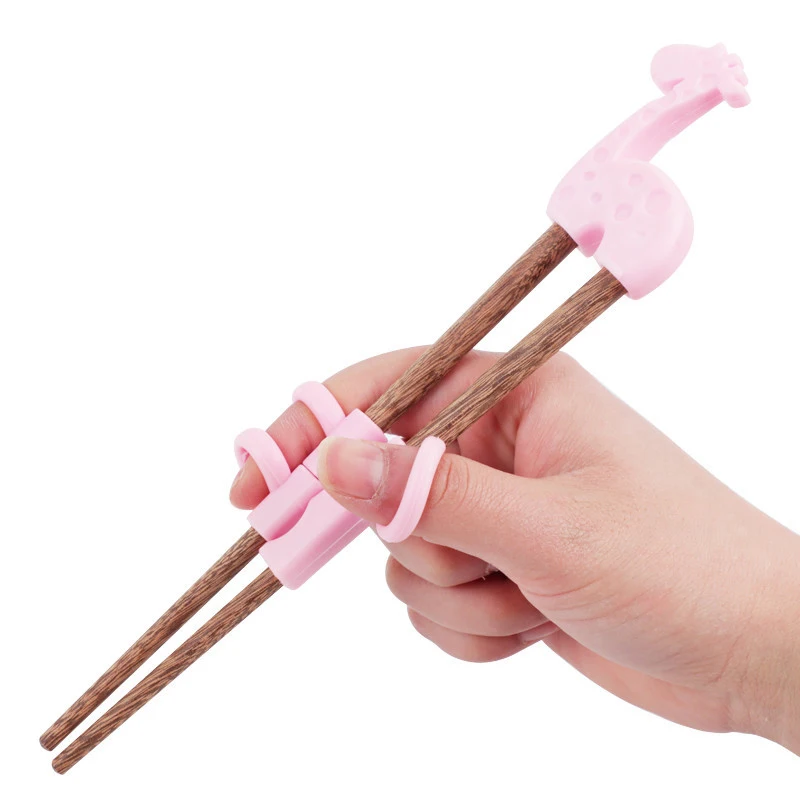 EIMAI 1Pair Cute Children Chopsticks For Kids Wooden Cartoon Learning