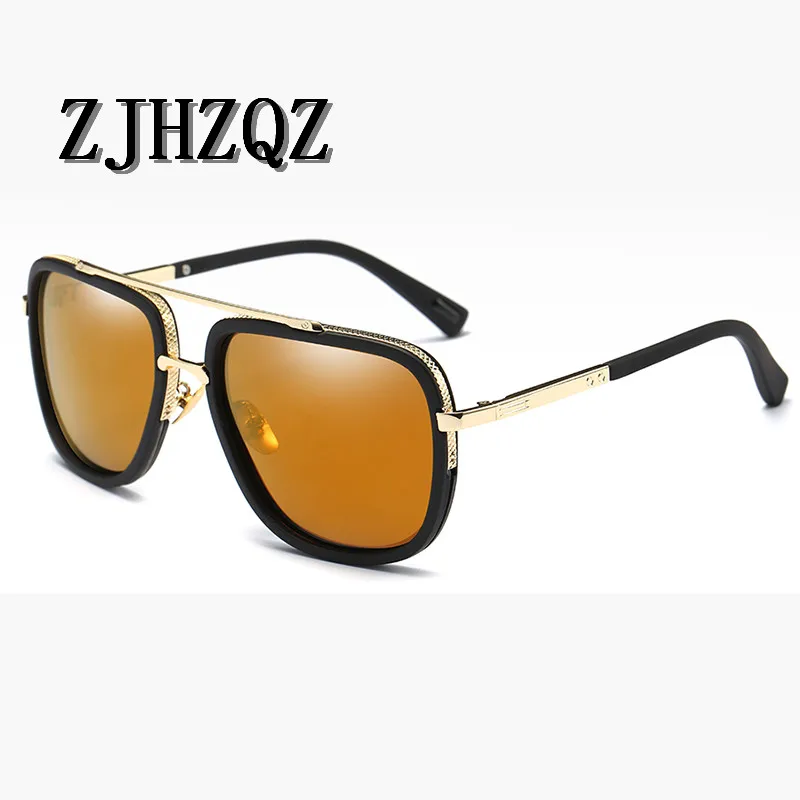 

ZJHZQZ High Quality Alloy Big Frame Gold Silver Mirrors Pilot Sunglasses Men Polarized Sun Glasses Man Brand Driving oculos