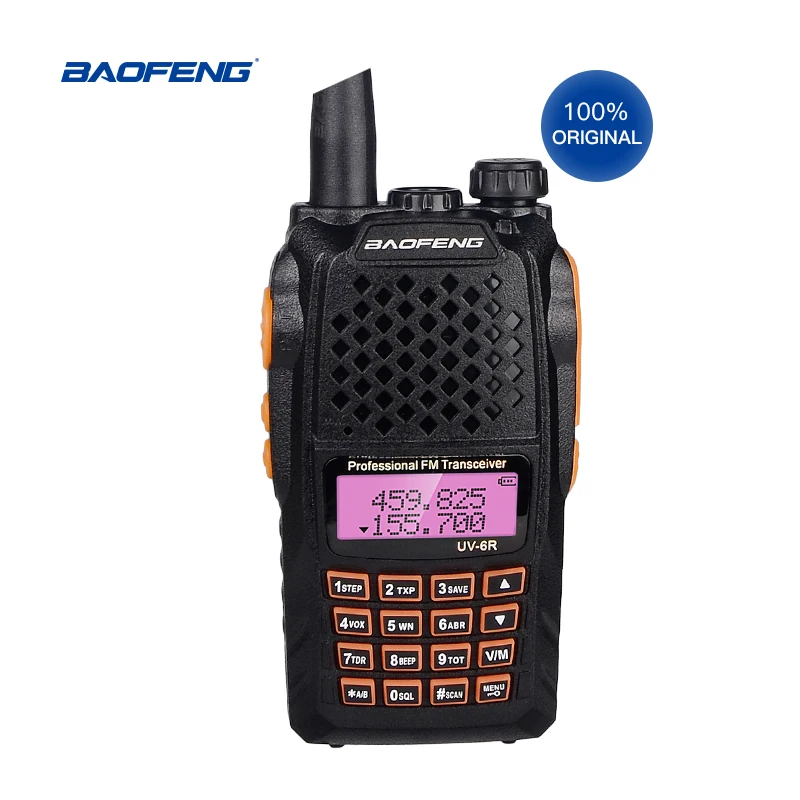 100% Оригинальный Портативный 2 полосный радиоприемник baofeng UV 6R ham 7W walki talki с ЖК