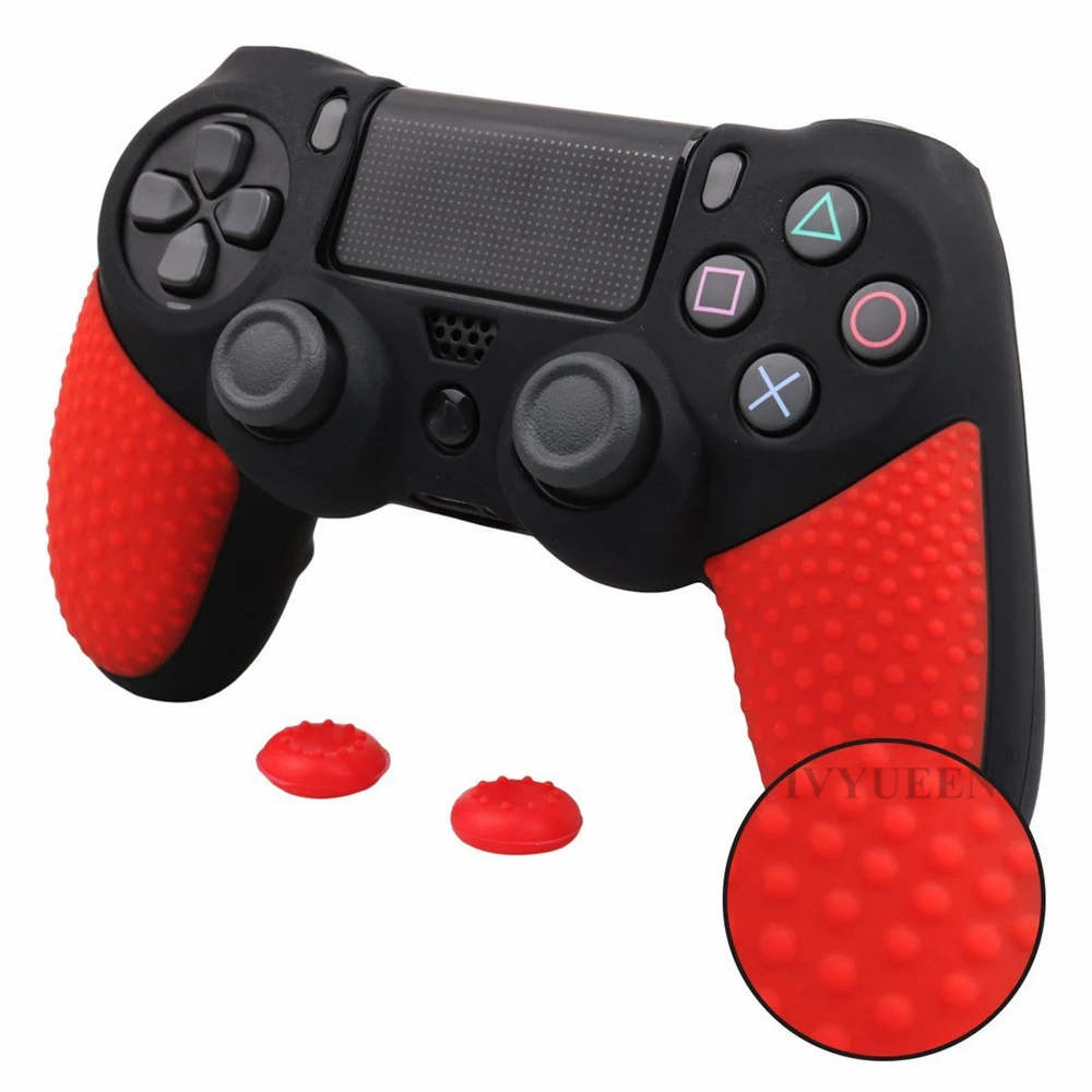 IVYUEEN Противоскользящий силиконовый чехол для Dualshock 4 PS4 DS4 PRO тонкий защитный чехол для контроллера с 2 захватами для большого пальца