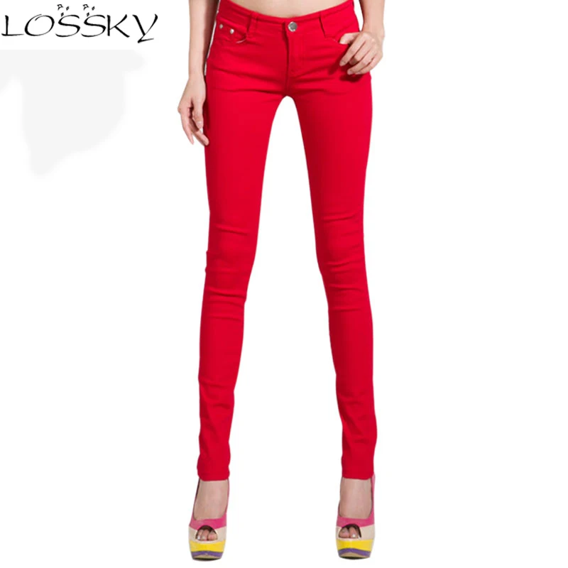 Autumn Elastic Women Pencil Jeans Pants Candy Colored Mid Waist Zipper Slim Fit Skinny Female Jean 2018 Fashion Full Length Pant Autumn Elastic Women Pencil Jeans Pants Candy Colored Mid Waist Zipper Slim Fit Skinny Female Jean 2018 Fashion Full Length Pant