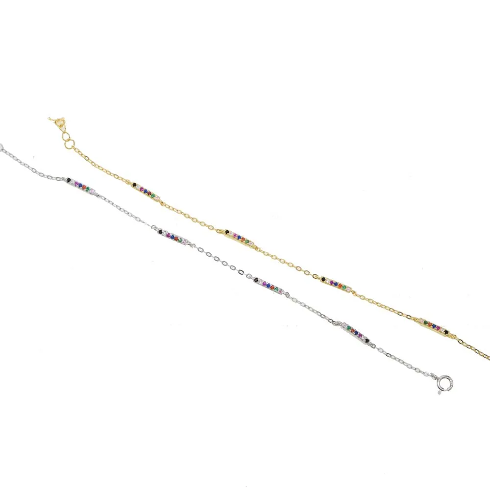 Модный тонкий браслет на цепочке, разноцветные циркониевые браслеты из стерлингового серебра 925 пробы