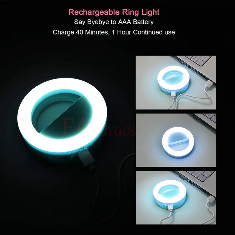 

LED Phone Selfie Ring Light USB Charge Flash Photography Enhancing Camera Night Selfie Ring Light Clip For IPhone Samsung Huawei