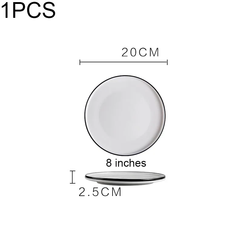 8/10/12 дюймов простой Nordic Керамика с суповую тарелку, производство Китай лоток для пиццы круглая Западная блюдо для стейков черный, белый цвет поднос для завтрака столовые приборы для дома - Цвет: white 8 inches