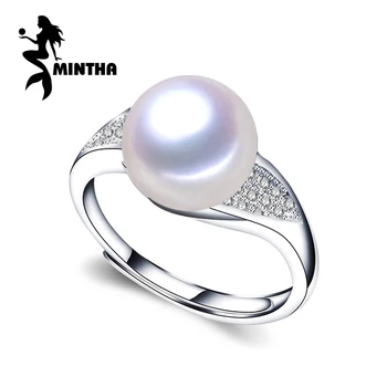 

MINTHA Natural Pearl rings for women 925 Sterling Silver ring white pearl beads and gemstone ring,wedding rings fine jewelry