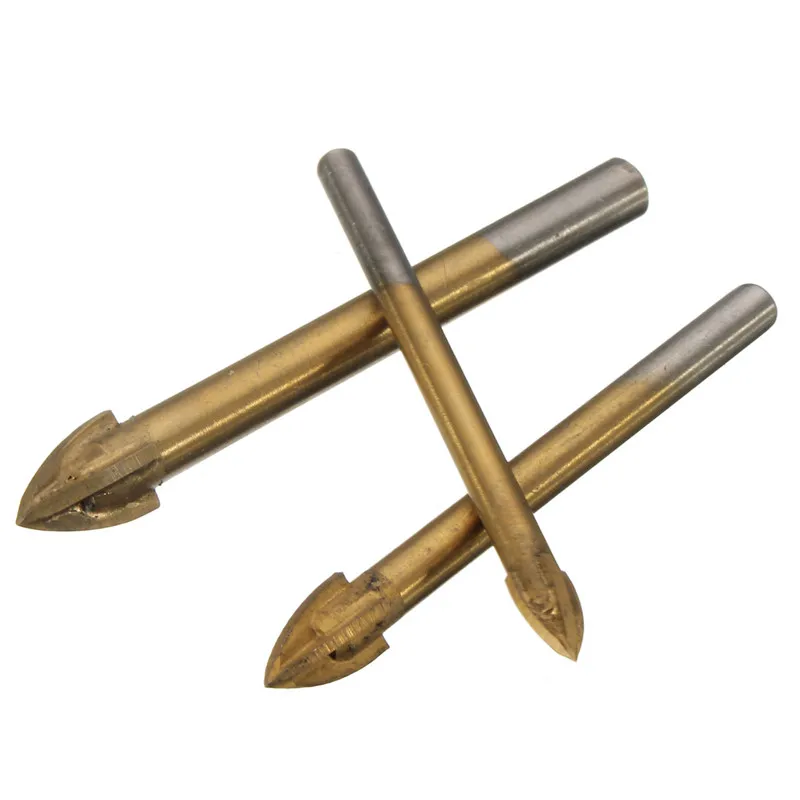 6pcs Glass Drill Cross Bits 4/5/6/8/10/12mm Titanium Coated Drilling