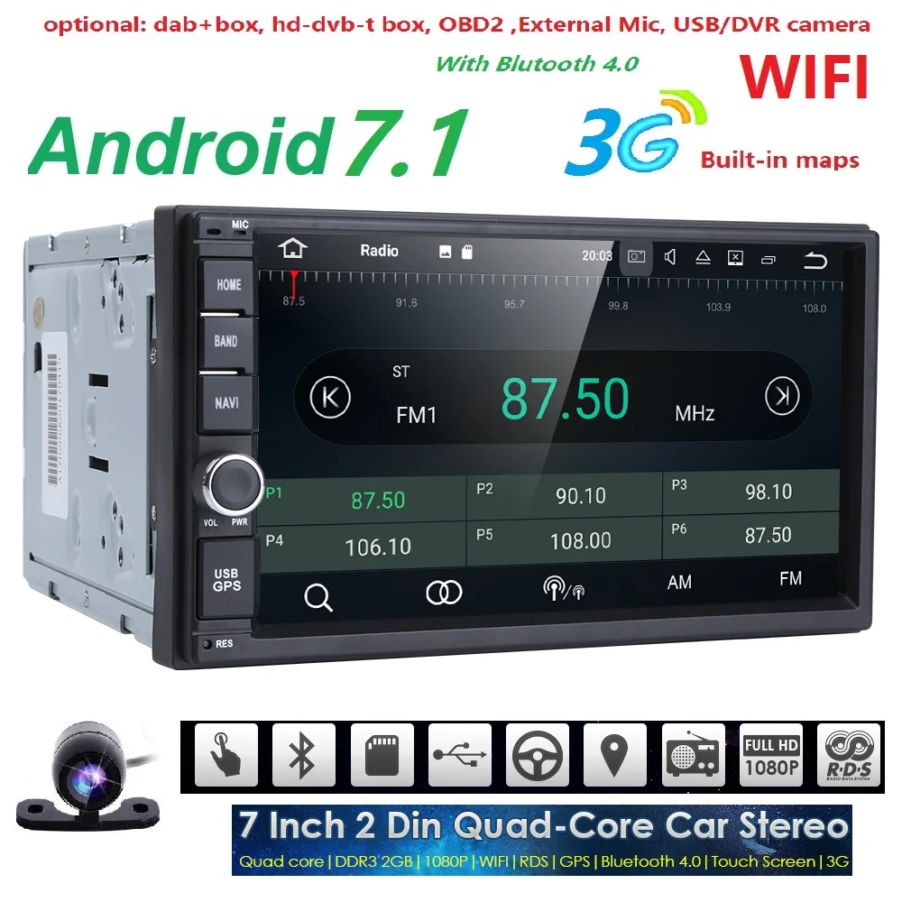 Hizpo 2din Car radio GPS Android 7.1 Universal Head Unit for Nissan xtrail juke Qashqai Multimedia Navigation NO DVD PC Tablet 